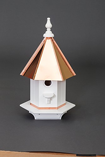 Single Hole Vinyl Bird House With Copper Roof Amish Made In Usa 24 Inches Tall