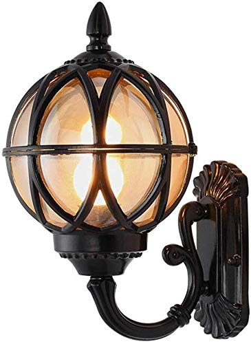 E27 Outdoor Wall Lamp Retro Rust-proof Aluminum Profile Wall Lamp Shade Ball Creative Design Wall Wall-mounted Lighting External Balcony Entrance Hallway Gear Color  21538 Cm