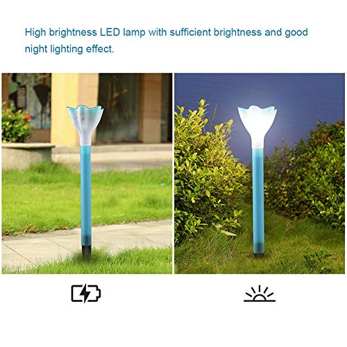 Jeffergarden 10Pcs Outdoor Lawn Garden Yard Lamp Solar Power Creative Pathway LED Waterproof Night Light Flower Lamp for Patio and Driveway Decoration BlueBuilt-in Battery