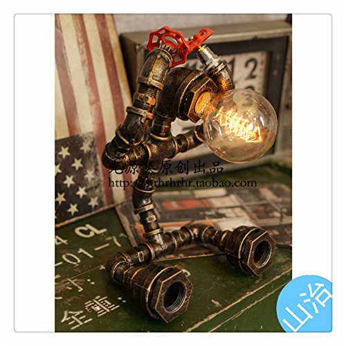 Water Pipe Table Lamp Water Pipe Robot Creative Iron Tube Industry Retro Edison Bar Restaurant