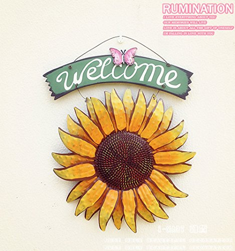 Top Star Store Outdoors Personalized Welcome Sign 12x15 Vintage Hanging Butterfly Sunflower Creative Wall Decor