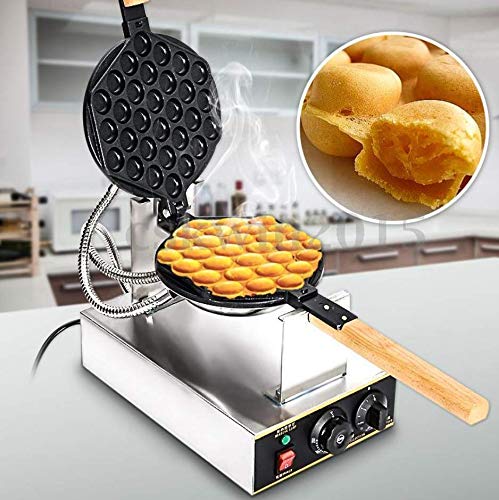 Commercial Electric Waffle Maker Non Stick Egg Puff Pan Stainless Steel Cake Oven Bread Baking Machine for Individual Waffles Hash Browns On the Go Breakfast Lunch and Snacks Sliver110V US Plug