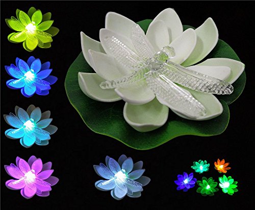 LOGUIDE 12pcs Firefly Trendy Hip Unique Waterproof Floating LED Lotus Light Color-changing Flower Night Lamp Pond Gardenhouse Lights for Pool Party Fancy Ideal Novel Creative Gift for Christmas