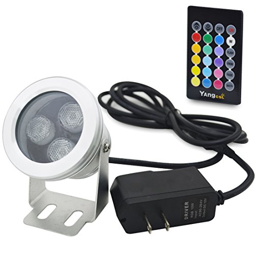Yangcsl 10W IP68 Waterproof Outdoor RGB Landscape Light LED Flood Light with Remote Control2 Meters Cable and Power Supply Adapter for GardenLawnPoolAquariumFountain