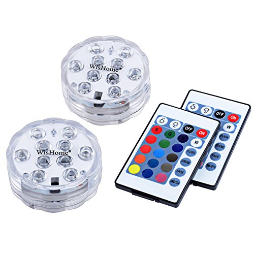 Wishome Waterproof Battery Operated Submersible Led Lights Multicolored Rgb Color Changing Underwater Pool Lights