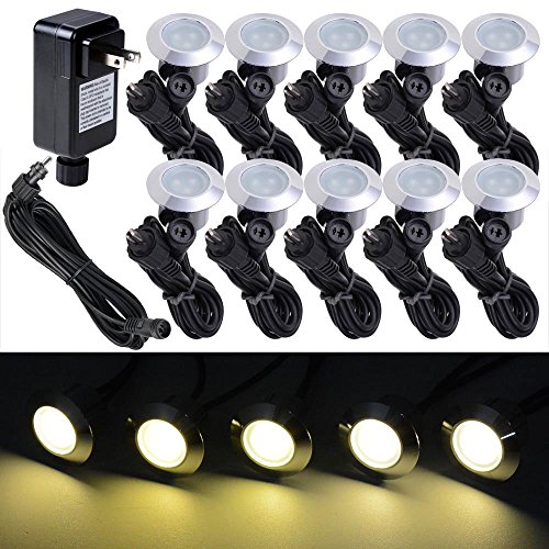 10 Pack LED Deck Lighting Fixture w Transformer Color Opt Warm White