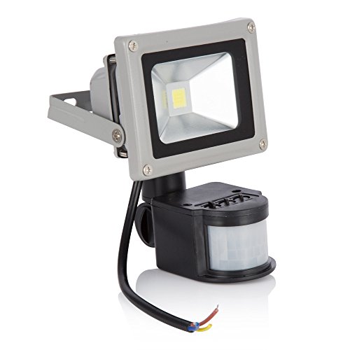 Musuger 10 watt Super Bright Outdoor High Power IR Motion Sensor LED Flood Light with Fixture PIR Floodlight Daylight White 6000K Waterproof 85V-265V AC