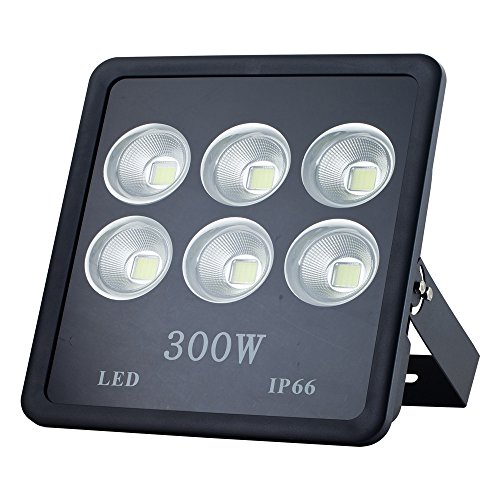 Musuger 300W Super Bright Outdoor High Power LED Flood Light with Fixture Warm White 3500K Waterproof 85V-265V AC