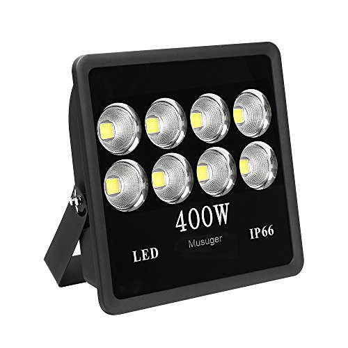 Musuger 400 watt Super Bright Outdoor High Power LED Flood Light with Fixture Daylight White 6000K Waterproof 85V-265V AC