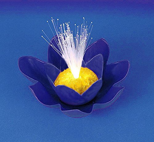 7 Blue Battery Operated Fiber Optic Floating Lily Flower Swimming Pool Light
