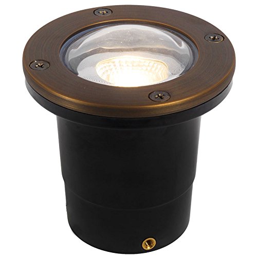 12V 120V Composite In Ground Well Light w Open Face Cover PGC3-OPCVR Bronze - Brass