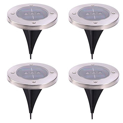 4 Pack - Covboa Solar Powered Ground Light Outdoor Lights Waterproof LED Solar Path Lights Garden Landscape Lighting for YardDrivewayLawnPathway Warm White