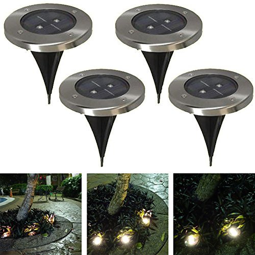 LUNE 2X Solar Ground Light 4-Pack for Garden Landscape Lighting Pathway Stairway