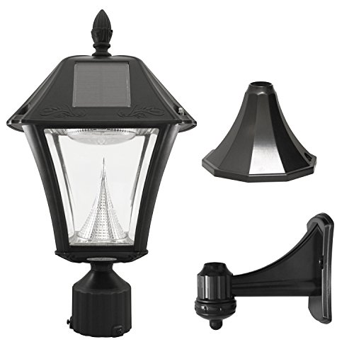 Gama Sonic Baytown II Solar Outdoor LED Light Fixture PolePostWall Mount Kit Black Resin 105033