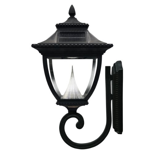 Gama Sonic Pagoda Solar Outdoor LED Light Fixture Wall Mount Black Finish GS-104W