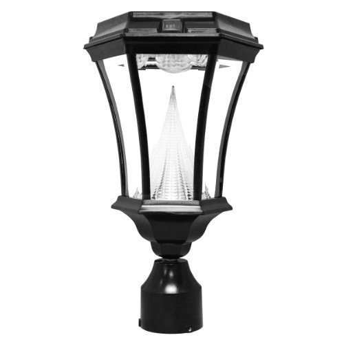 Gama Sonic Victorian Solar Outdoor LED Light Fixture 3-Inch Fitter for Post Mount Black Finish GS-94F-B Discontinued by Manufacturer by Gamasonic