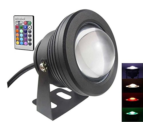 Sunbowstar 12v 10w Underwater Rgb Flash Led Flood Light Lamp Aquarium Pool  Ir Remote Black