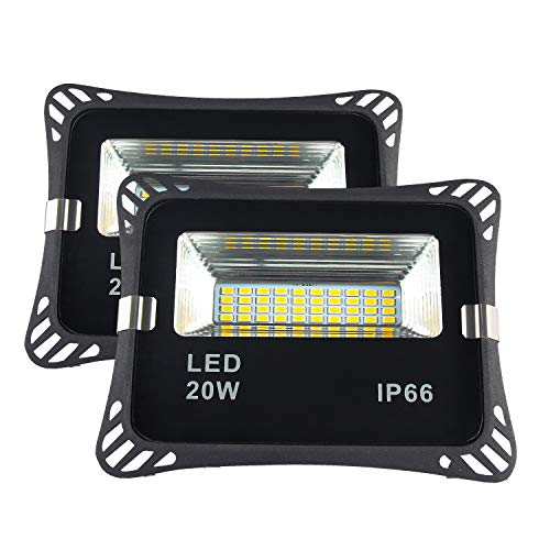 Outdoor Waterproof Led Exterior Flood Lights Dusk to Dawn 20W Auto ONOFF LED Security Light for Parking Lot 150W Equivalent 5000K 1800lm Outside Adjustable Floodlight 2Pack