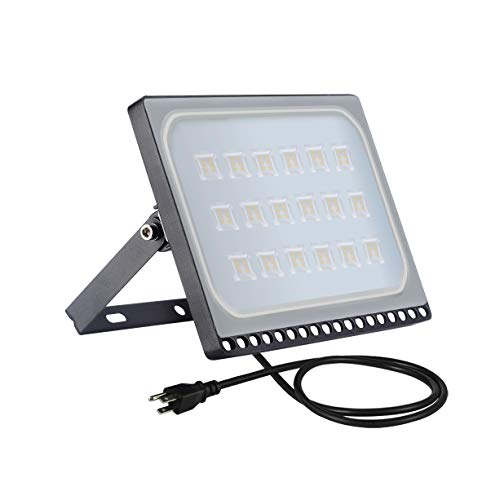 Younar LED Flood Light Outdoor 100W10000Lm Super Bright Security Light with Plug 3000K Warm White IP65 WaterproofExterior Lighting Outside Floodlight LED Stadium Light Spotlight Wall Light