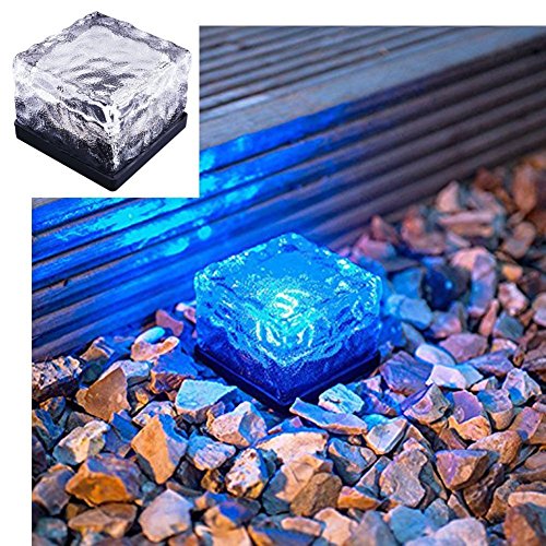 Iperb Solar Powered Glass Waterproof Color Changing Ice Rocks Led Ground Light Indoor Outdoor Pathways Solar Lights
