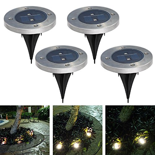 PINSV 4PCS Solar Ground Light Solar Power Garden Light LED Outdoor Walkway Path Underground Yard Pathway Patio Driveway Lawn Garden Step Light Ground Lamp Solar Lights Warm White