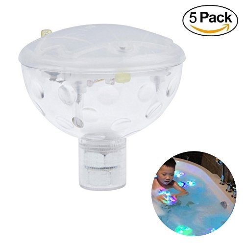 Honeyall 35 Float RGB Color changing LED Light Aqua Glow Kid Toy Waterproof in Tub Pond Pool Spa Swimming Bathtub Transparent Floating Lamp Disco Effect BallPack of 5