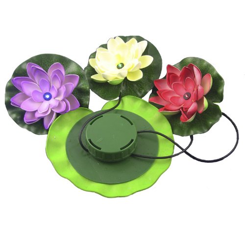 Solar Powered Floating Lotus Light Led Flower Lamp Pond Garden Pool Nightlight