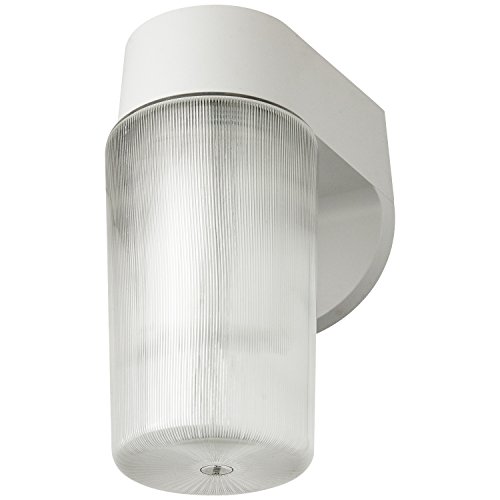 Sunlite ODF1055 5-Inch Photo Control Fluorescent Wall Mount Jar Outdoor Fixture with Lamp White Finish with Frosted Glass
