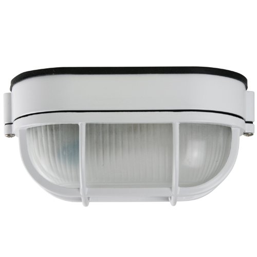 Sunlite ODI1030 9-Inch Wall Mount Oval Outdoor Fixture White Finish with Frosted Glass