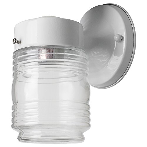 Sunlite ODI1050 7-Inch Wall Mount Jar Outdoor Fixture White Finish with Clear Glass
