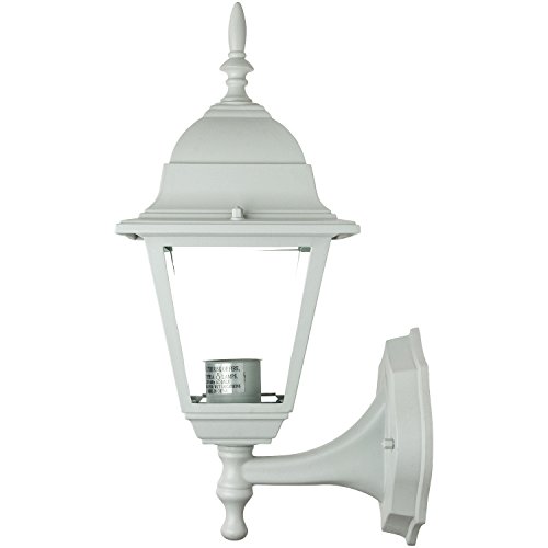 Sunlite ODI1140 16-Inch Decorative Post Style Wall Mount Up Outdoor Fixture White Finish with Clear Glass