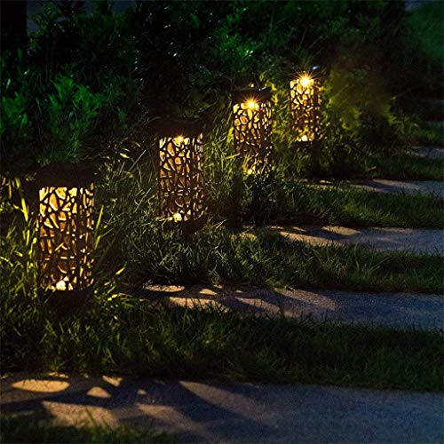 AGUIguo LED Solar Path Lights 4-Pack Solar Powered LED Garden Pathway Lights Auto OnOff Led Decorative Landscape Lighting Driveway Security Light for Yard Garden Patio Lawn Backyard Yellow Light