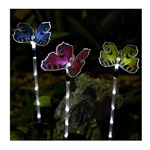 Decem Solar Garden Stake Lights 3 Pack Solar Powered Garden Light Outdoor Decorative Landscape Lighting Butterfly for Garden Patio Lawn Yard and Backyard 3-Pack