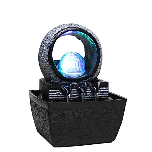 FDGBCF 110-240V Modern Fountain Resin Desktop Feng Shui Crystal Ball Lucky Living Room Office Home Decor Creative Office Business Gift