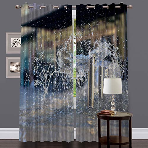 Roses Garden Blackout Grommet Curtains for Living Room Modern Fountain Home Decor Treatment Thermal Darkening Drapes Window Curtains for Bedroom 2 Panels 52 x 72 Inch Each Panel