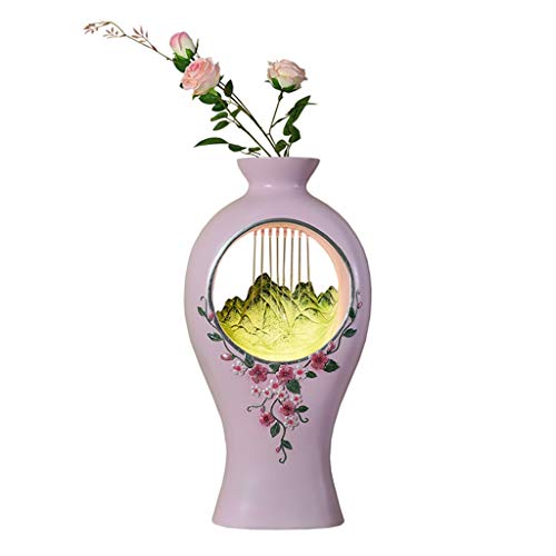 Xinxinchaoshi 224 High Modern Fountain Resin Vases Desktop Fountain with LED Light Decoration Fountain Tabletop Waterfall Desk Perfect for Living Room Bedroom Office Color  Pink
