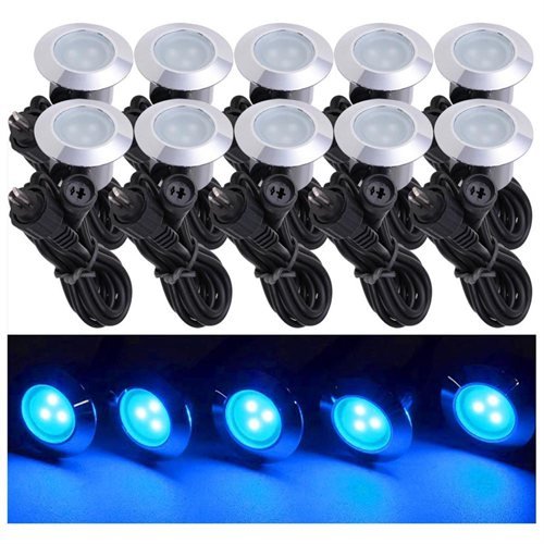 10 Pack LED Deck Lighting Fixture w Transformer Blue