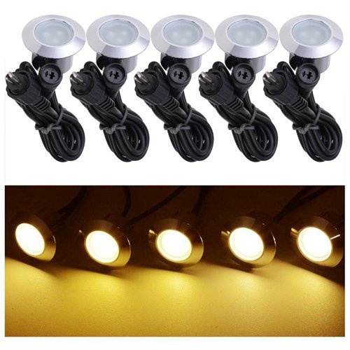 5 Pack 12v LED Recessed Deck Lighting Fixture Color Warm White