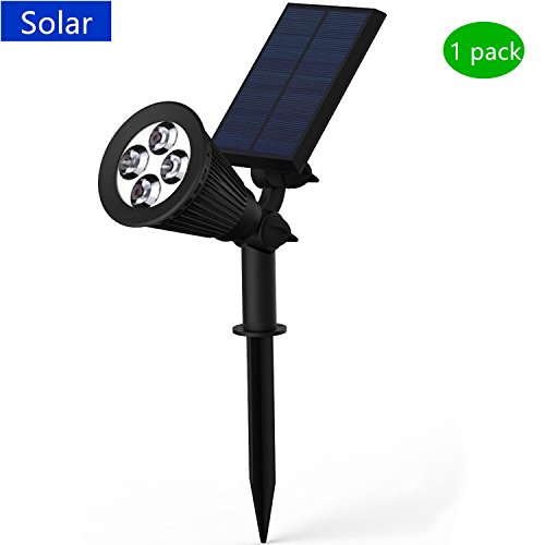 Gmfive Outdoor Waterproof 4 Led Solar Spotlight/ In-ground Lights - 180°adjustable Angle Security Lighting For