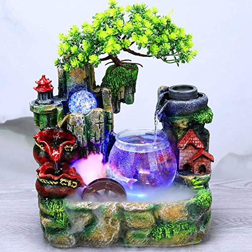 Humidifier Rockery Desktop Fountain Waterfall Humidifier with Colorful Light for Home Bedroom Office Home Decor Creative Waterscape Decoration GiftNo Atomizing Effect