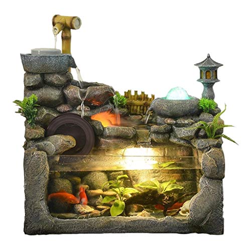 Indoor Fountains Tabletop Fountains 110V-220V Creative Rockery Water Fountain Natural Resin Fish Tank Humidifier Home Feng Shui Wheel Decor Crafts Desktop Fountain Home Décor Tabletop Indoor Fountain