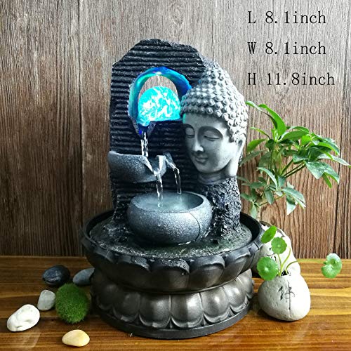 Statues Resin FountainIndoor Outdoor Tabletop Fountain Desktop Fountain Decoration Feng Shui Fountain Bonsai Bonsai Resin Decorative Sculpture for Buddha Fountain-Gray 118inch