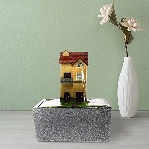 The Geeky Days Pastorale House Tabletop Water Fountain Decorative Sculpture Rural Home Garden Relaxation Indoor Meditation Desktop Waterfall Fountain
