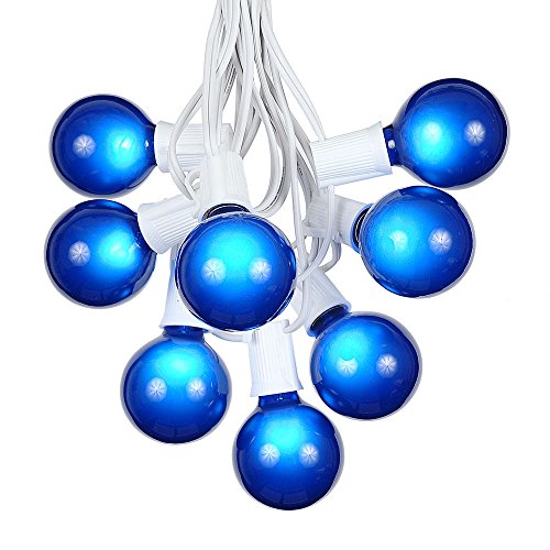 G50 Globe Outdoor String Lights With 25 Blue Globe Bulbs By Novelty Lights - Commercial Grade - Outdoor Lights
