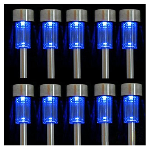 Iperb&reg 10pcs Blue Led Outdoor Steel Garden Solar Powered Landscape Light Lamp