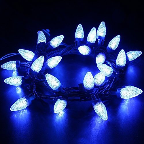Maxinda tm Connectable Outdoor String Lights18 Ft 25 Leds Ul Listed Blue Christmas Lights Steady On Waterproof