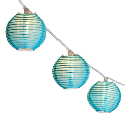 Oriental Lantern Outdoor Indoor String Lights 11 Feet Length 10 Lights Blue