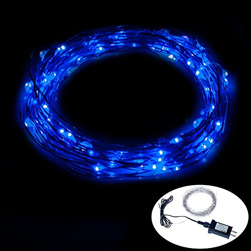Outdoor String Lights Itart Led Light String Silver Wire Blue Fairy Light With Waterproof Adapter 33ft 100 Leds