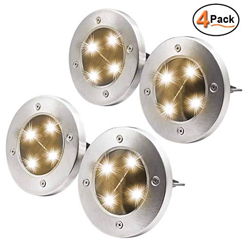 Maggift Solar Ground LightsGarden Pathway Outdoor In-Ground Lights With 4 LED 4 pack Warm white