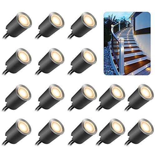 Recessed LED Deck Light Kits with Protecting Shell φ32mmSMY In Ground Outdoor LED Landscape Lighting IP67 Waterproof12V Low Voltage for GardenYard StepsStairPatioFloorKitchen Decoration
